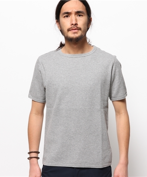 EDIFICE（エディフィス）の「◇ワッフルスウェット C/N S/S（Tシャツ/カットソー・メンズ・チャコールグレー/ホワイト/カーキ・46/48/44）」の4枚目の写真