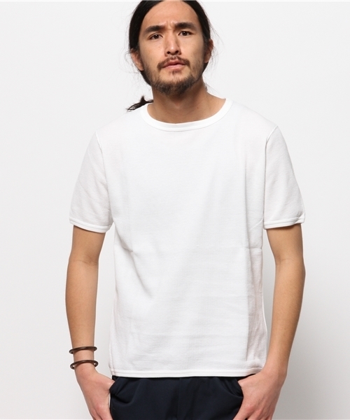 EDIFICE（エディフィス）の「◇ワッフルスウェット C/N S/S（Tシャツ/カットソー・メンズ・チャコールグレー/ホワイト/カーキ・46/48/44）」の11枚目の写真