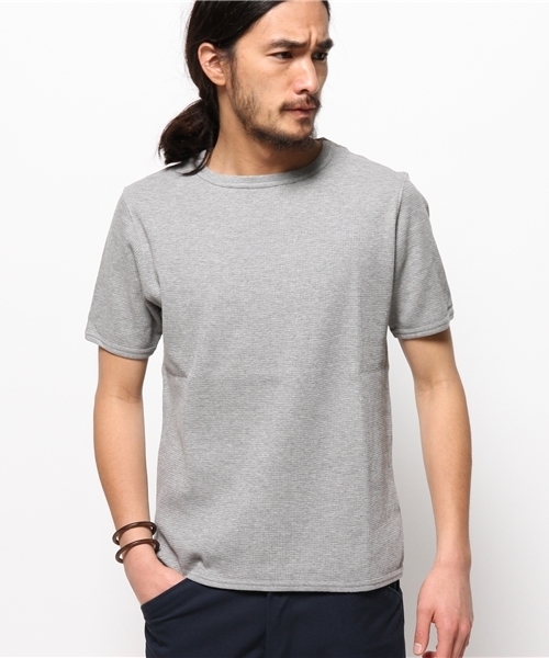 EDIFICE（エディフィス）の「◇ワッフルスウェット C/N S/S（Tシャツ/カットソー・メンズ・チャコールグレー/ホワイト/カーキ・46/48/44）」の12枚目の写真