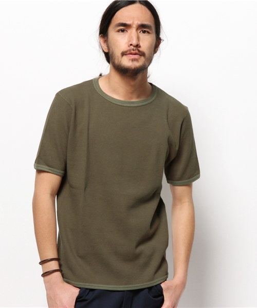 EDIFICE（エディフィス）の「◇ワッフルスウェット C/N S/S（Tシャツ/カットソー・メンズ・チャコールグレー/ホワイト/カーキ・46/48/44）」の13枚目の写真