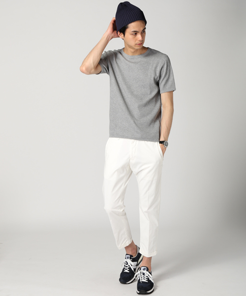 EDIFICE（エディフィス）の「◇ワッフルスウェット C/N S/S（Tシャツ/カットソー・メンズ・チャコールグレー/ホワイト/カーキ・46/48/44）」の14枚目の写真