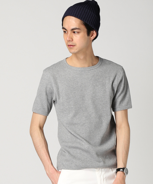 EDIFICE（エディフィス）の「◇ワッフルスウェット C/N S/S（Tシャツ/カットソー・メンズ・チャコールグレー/ホワイト/カーキ・46/48/44）」の16枚目の写真