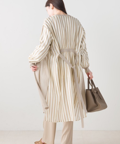 FURRY（ファーリー）の「ニット×布帛切替カーデワンピース（ワンピース・レディース・ネイビー/グレイッシュベージュ/ブラック・FREE）」の3枚目の写真