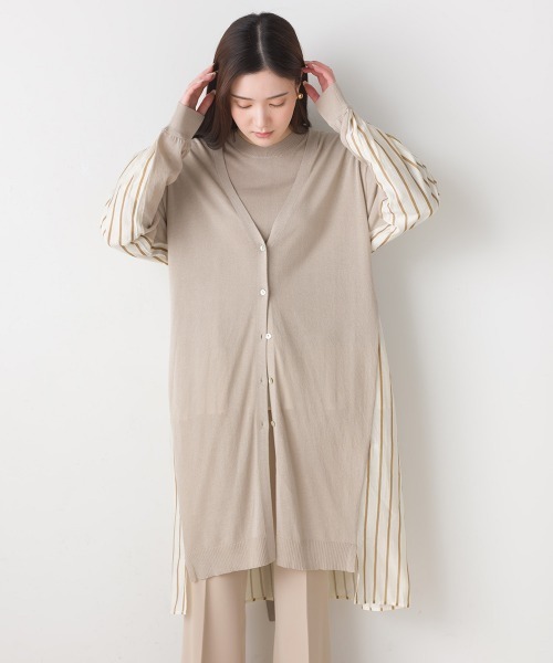 FURRY（ファーリー）の「ニット×布帛切替カーデワンピース（ワンピース・レディース・ネイビー/グレイッシュベージュ/ブラック・FREE）」の21枚目の写真