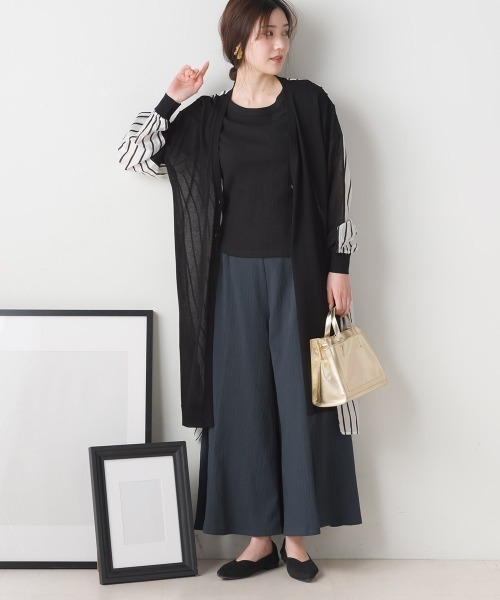 FURRY（ファーリー）の「ニット×布帛切替カーデワンピース（ワンピース・レディース・ネイビー/グレイッシュベージュ/ブラック・FREE）」の13枚目の写真