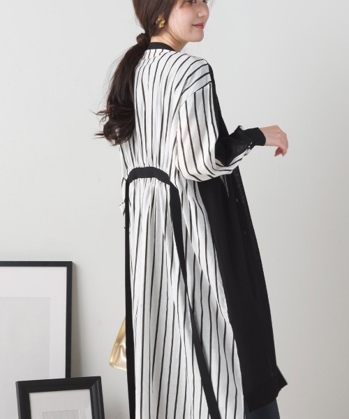 FURRY（ファーリー）の「ニット×布帛切替カーデワンピース（ワンピース・レディース・ネイビー/グレイッシュベージュ/ブラック・FREE）」の14枚目の写真