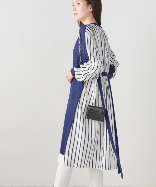 FURRY（ファーリー）の「ニット×布帛切替カーデワンピース（ワンピース・レディース・ネイビー/グレイッシュベージュ/ブラック・FREE）」の5枚目の写真