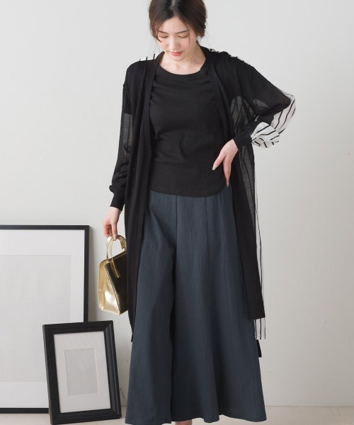 FURRY（ファーリー）の「ニット×布帛切替カーデワンピース（ワンピース・レディース・ネイビー/グレイッシュベージュ/ブラック・FREE）」の9枚目の写真