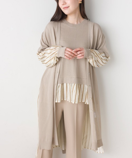 FURRY（ファーリー）の「ニット×布帛切替カーデワンピース（ワンピース・レディース・ネイビー/グレイッシュベージュ/ブラック・FREE）」の15枚目の写真