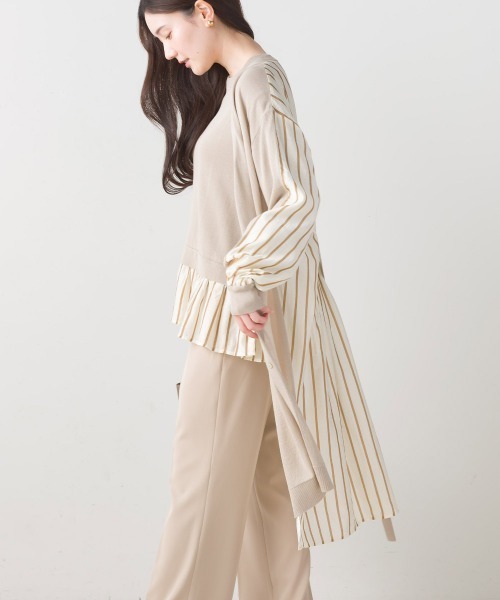 FURRY（ファーリー）の「ニット×布帛切替カーデワンピース（ワンピース・レディース・ネイビー/グレイッシュベージュ/ブラック・FREE）」の16枚目の写真