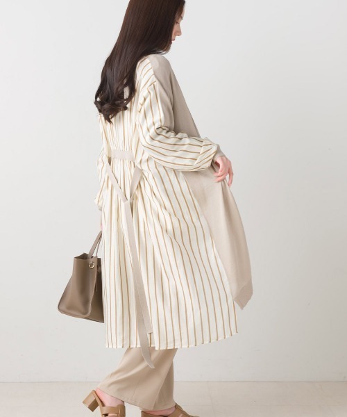 FURRY（ファーリー）の「ニット×布帛切替カーデワンピース（ワンピース・レディース・ネイビー/グレイッシュベージュ/ブラック・FREE）」の18枚目の写真