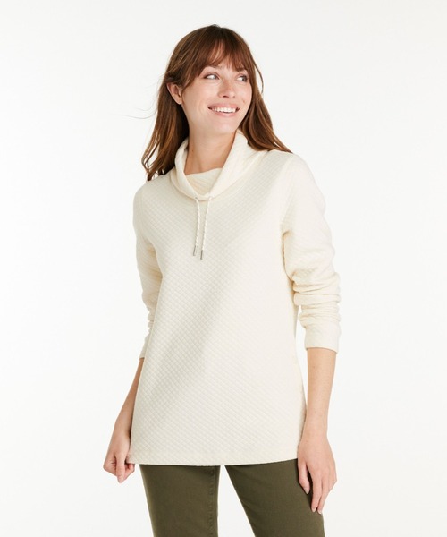 【セール】ソフトライト・キルト・トップ、ファネルネック・プルオーバー 米国フィット・プチ（その他トップス）｜L.L.Bean（エルエルビーン）