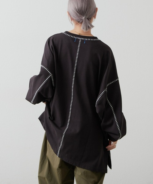 SOUNDSGOOOOD(サウンズグッド)の「【SOUNDS GOOOOD / サウンズグッド】オーバーサイズ配色ステッチサイドスリットTee(Tシャツ/カットソー・メンズ・パープル/ブラック/オフホワイト/パープル系その他/ブラック系その他/チャコールグレー/ホワイト/レッド/ブラック系その他2/ライトグレー/グリーン/オレンジ・ONE SIZE)」の22枚目の写真