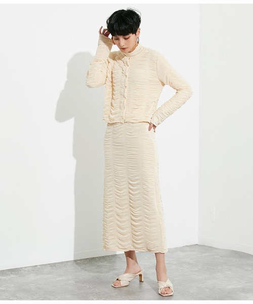 Settimissimo（セッティミッシモ）の「シャーリングドレープナロースカート（スカート・レディース・アイボリー/ブラック・M）」の5枚目の写真