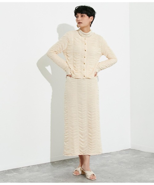 Settimissimo（セッティミッシモ）の「シャーリングドレープナロースカート（スカート・レディース・アイボリー/ブラック・M）」の4枚目の写真