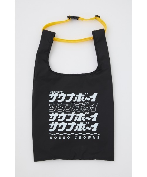 RODEO CROWNS WIDE BOWL（ロデオクラウンズワイドボウル）の「サウナボーイ 2WAYポケッタブルバッグ（エコバッグ/サブバッグ・レディース・ホワイト/ブラック・FREE）」の3枚目の写真