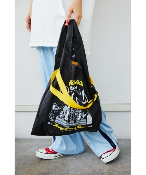 RODEO CROWNS WIDE BOWL（ロデオクラウンズワイドボウル）の「サウナボーイ 2WAYポケッタブルバッグ（エコバッグ/サブバッグ・レディース・ホワイト/ブラック・FREE）」の6枚目の写真