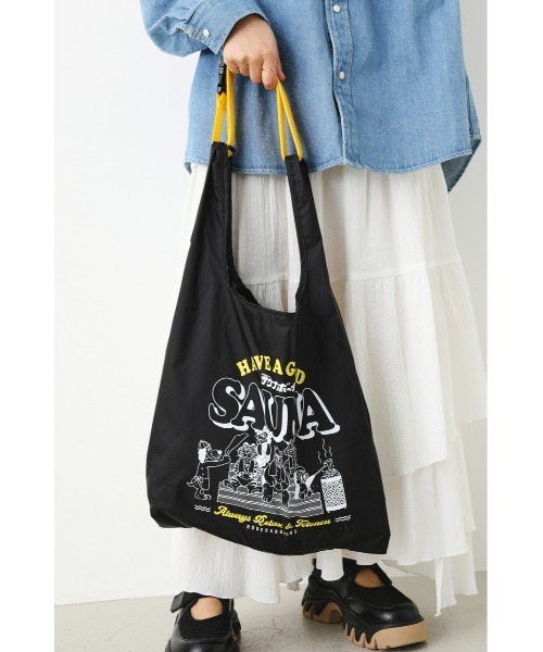 RODEO CROWNS WIDE BOWL（ロデオクラウンズワイドボウル）の「サウナボーイ 2WAYポケッタブルバッグ（エコバッグ/サブバッグ・レディース・ホワイト/ブラック・FREE）」の7枚目の写真