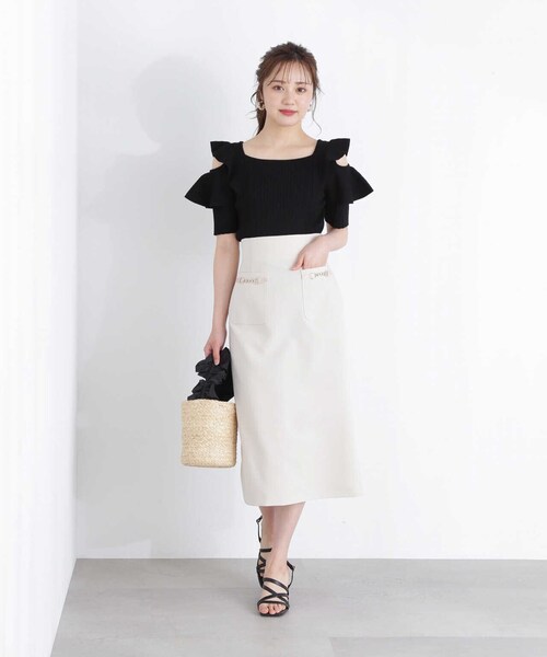 PROPORTION BODY DRESSING（プロポーションボディドレッシング）の「ビットポケットタイトスカート / 1213120505（スカート・レディース・ベージュ/ブルー/ベージュ系その他・SMALL/MEDIUM）」の9枚目の写真