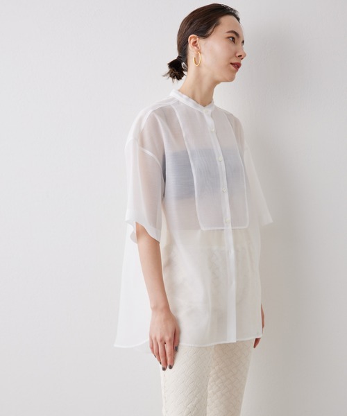 Whim Gazette（ウィムガゼット）の「オーバーオーガンジーシャツ  