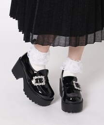 キラキラ付き厚底ローファー