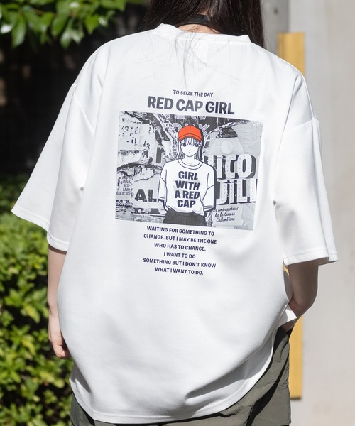 Red Cap Girl（レッドキャプガール）の「【a-r】〔Red Cap Girl/レッドキャップガール〕接触冷感 とろみポンチ バックプリント サイドスリット BIG TEE（Tシャツ/カットソー・メンズ・ホワイト系その他/ベージュ系その他/ホワイト/ブルー系その他/グレイッシュベージュ/ブラック/ブルー/ブラック系その他/ライトグレー/グレー系その他/ホワイト系2/ホワイト系1/ライトグレー系1/ブルー系2/ブラック系2/ブルー系1/ブラック系1/ライトグレー系2/ピンク系3/ピンク系4/グリーン系4/グレー系3/グレー系4/グリーン系3/ライトグレー系3/ライトグレー系4/ブラック系4/ブラック系3/ホワイト系3/ホワイト系4・MEDIUM/LARGE/X-LARGE）」の4枚目の写真
