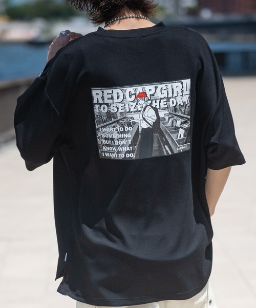 Red Cap Girl（レッドキャプガール）の「【a-r】〔Red Cap Girl/レッドキャップガール〕接触冷感 とろみポンチ バックプリント サイドスリット BIG TEE（Tシャツ/カットソー・メンズ・ホワイト系その他/ベージュ系その他/ホワイト/ブルー系その他/グレイッシュベージュ/ブラック/ブルー/ブラック系その他/ライトグレー/グレー系その他/ホワイト系2/ホワイト系1/ライトグレー系1/ブルー系2/ブラック系2/ブルー系1/ブラック系1/ライトグレー系2/ピンク系3/ピンク系4/グリーン系4/グレー系3/グレー系4/グリーン系3/ライトグレー系3/ライトグレー系4/ブラック系4/ブラック系3/ホワイト系3/ホワイト系4・MEDIUM/LARGE/X-LARGE）」の8枚目の写真