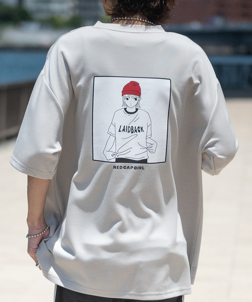 Red Cap Girl（レッドキャプガール）の「【a-r】〔Red Cap Girl/レッドキャップガール〕接触冷感 とろみポンチ バックプリント サイドスリット BIG TEE（Tシャツ/カットソー・メンズ・ホワイト系その他/ベージュ系その他/ホワイト/ブルー系その他/グレイッシュベージュ/ブラック/ブルー/ブラック系その他/ライトグレー/グレー系その他/ホワイト系2/ホワイト系1/ライトグレー系1/ブルー系2/ブラック系2/ブルー系1/ブラック系1/ライトグレー系2/ピンク系3/ピンク系4/グリーン系4/グレー系3/グレー系4/グリーン系3/ライトグレー系3/ライトグレー系4/ブラック系4/ブラック系3/ホワイト系3/ホワイト系4・MEDIUM/LARGE/X-LARGE）」の22枚目の写真