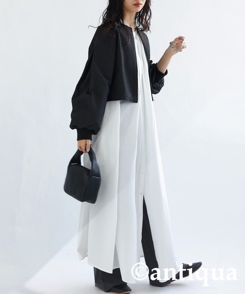 antiqua（アンティカ）の「ショート丈ジャケット（ノーカラージャケット・レディース・ブラック・FREE）」の5枚目の写真