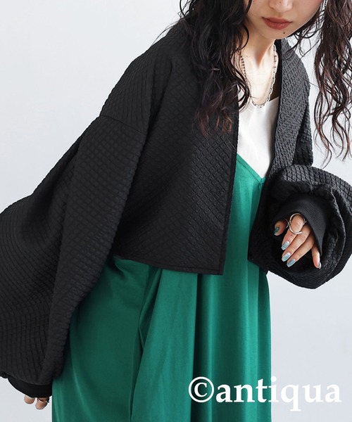 antiqua（アンティカ）の「ショート丈ジャケット（ノーカラージャケット・レディース・ブラック・FREE）」の11枚目の写真