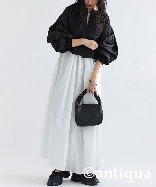 antiqua（アンティカ）の「ショート丈ジャケット（ノーカラージャケット・レディース・ブラック・FREE）」の4枚目の写真