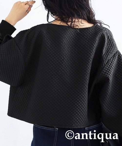 antiqua（アンティカ）の「ショート丈ジャケット（ノーカラージャケット・レディース・ブラック・FREE）」の8枚目の写真