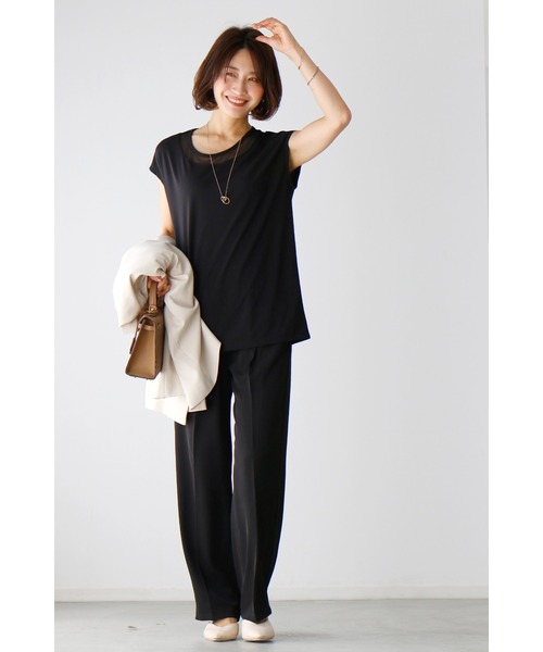 インナーとしても着られる！首元美人シースルートップス（Tシャツ