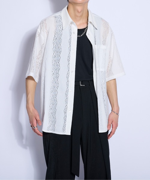 Ellno Loset（エルノロゼット）の「レースシアー半袖シャツ（シャツ