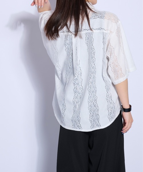 Ellno Loset（エルノロゼット）の「レースシアー半袖シャツ（シャツ