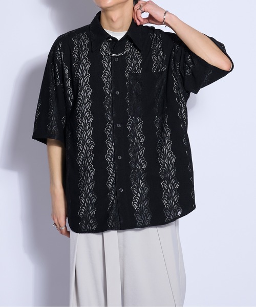 Ellno Loset（エルノロゼット）の「レースシアー半袖シャツ（シャツ