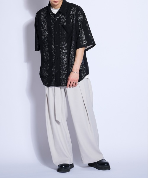 Ellno Loset（エルノロゼット）の「レースシアー半袖シャツ（シャツ