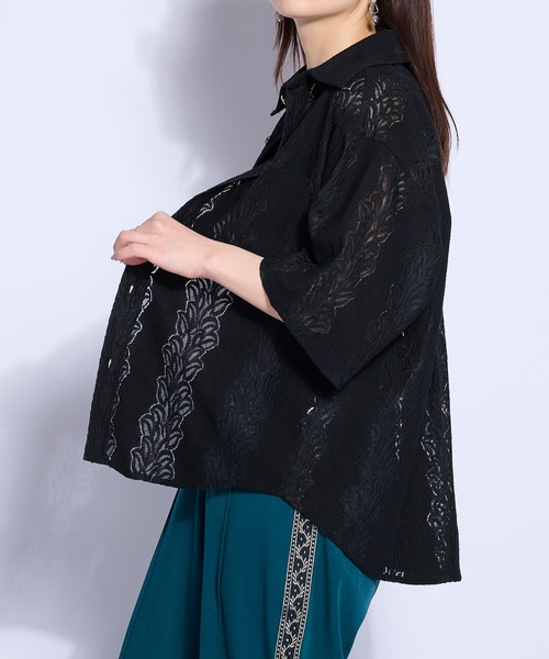 Ellno Loset（エルノロゼット）の「レースシアー半袖シャツ（シャツ