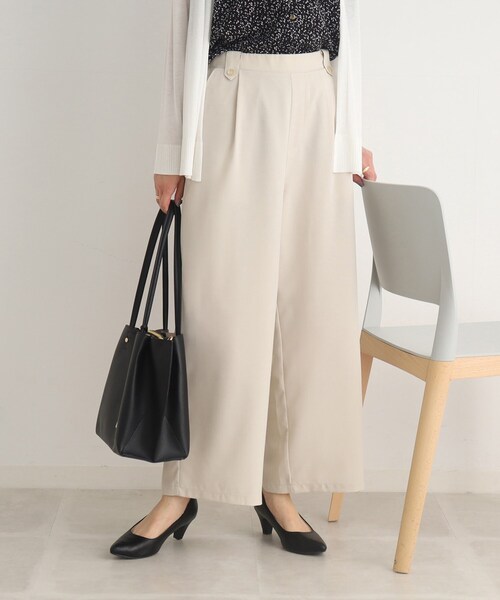 DRESKIP(ドレスキップ)の「◆【セットアップ可/イージーケア】麻調ウエストタブ ワイドパンツ(その他パンツ・レディース・ブラック/カーキ/ナチュラル/グリーン・02/03/04)」の3枚目の写真