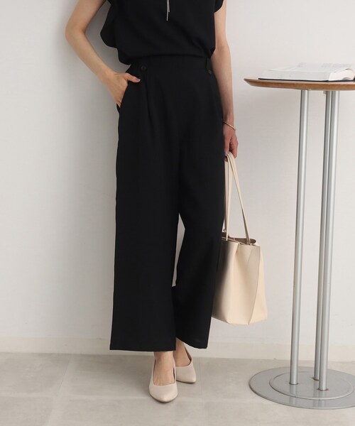 DRESKIP(ドレスキップ)の「◆【セットアップ可/イージーケア】麻調ウエストタブ ワイドパンツ(その他パンツ・レディース・ブラック/カーキ/ナチュラル/グリーン・02/03/04)」の2枚目の写真