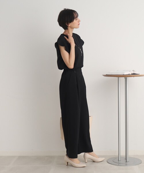 DRESKIP(ドレスキップ)の「◆【セットアップ可/イージーケア】麻調ウエストタブ ワイドパンツ(その他パンツ・レディース・ブラック/カーキ/ナチュラル/グリーン・02/03/04)」の6枚目の写真