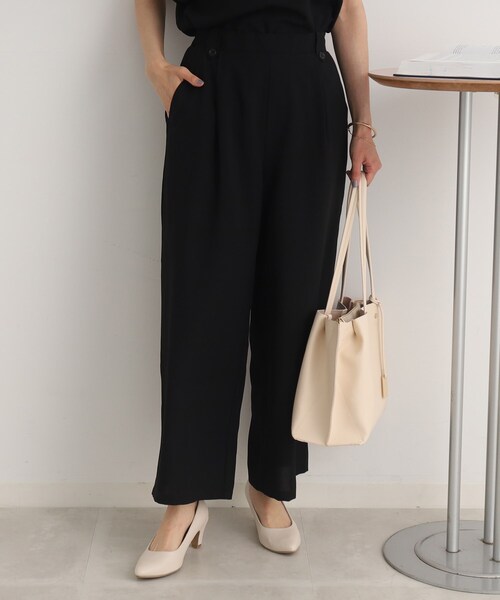 DRESKIP(ドレスキップ)の「◆【セットアップ可/イージーケア】麻調ウエストタブ ワイドパンツ(その他パンツ・レディース・ブラック/カーキ/ナチュラル/グリーン・02/03/04)」の8枚目の写真