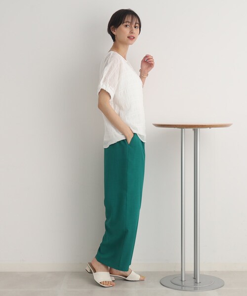 DRESKIP(ドレスキップ)の「◆【セットアップ可/イージーケア】麻調ウエストタブ ワイドパンツ(その他パンツ・レディース・ブラック/カーキ/ナチュラル/グリーン・02/03/04)」の11枚目の写真