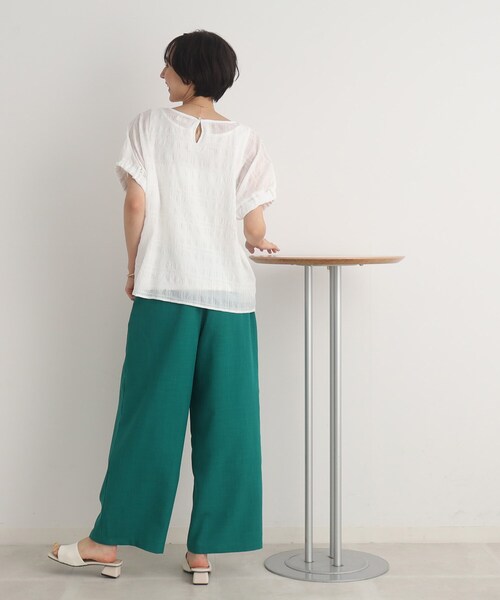 DRESKIP(ドレスキップ)の「◆【セットアップ可/イージーケア】麻調ウエストタブ ワイドパンツ(その他パンツ・レディース・ブラック/カーキ/ナチュラル/グリーン・02/03/04)」の12枚目の写真