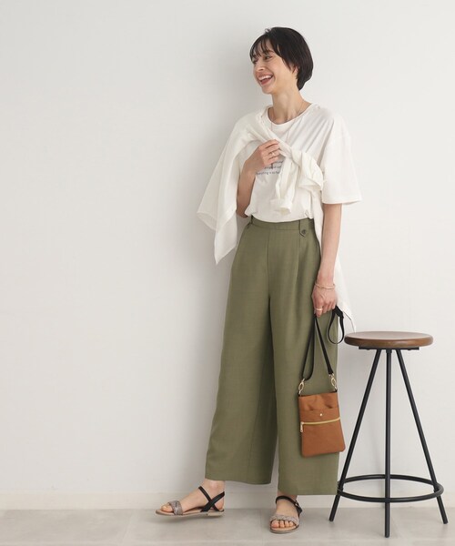 DRESKIP(ドレスキップ)の「◆【セットアップ可/イージーケア】麻調ウエストタブ ワイドパンツ(その他パンツ・レディース・ブラック/カーキ/ナチュラル/グリーン・02/03/04)」の16枚目の写真