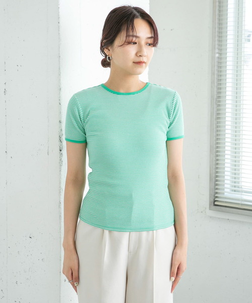 KBF（ケイビーエフ）の「コンパクトボーダーTEE（Tシャツ/カットソー・レディース・グリーン系その他/ブラック系その他/オレンジ系その他・ONE）」の12枚目の写真