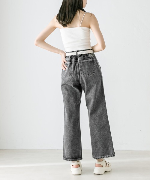 OLIVE des OLIVE（オリーブデオリーブ）の「ベルト付きサイドラインデニムパンツ　1031030080（デニムパンツ・レディース・スミクロ/サックスブルー・SMALL/MEDIUM）」の6枚目の写真