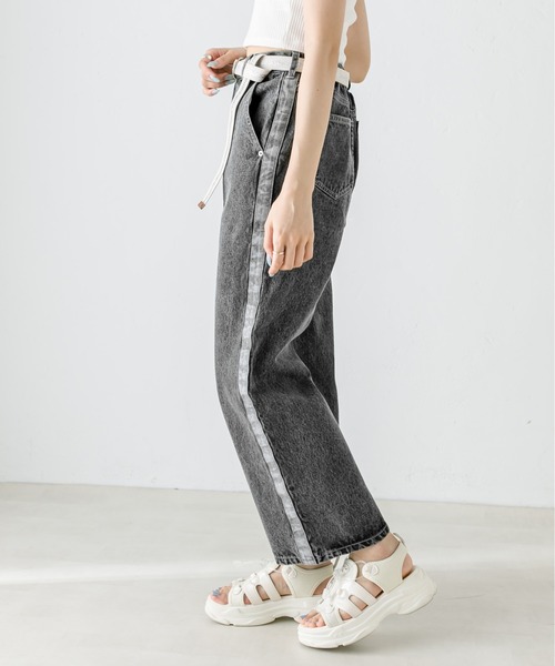 OLIVE des OLIVE（オリーブデオリーブ）の「ベルト付きサイドラインデニムパンツ　1031030080（デニムパンツ・レディース・スミクロ/サックスブルー・SMALL/MEDIUM）」の8枚目の写真