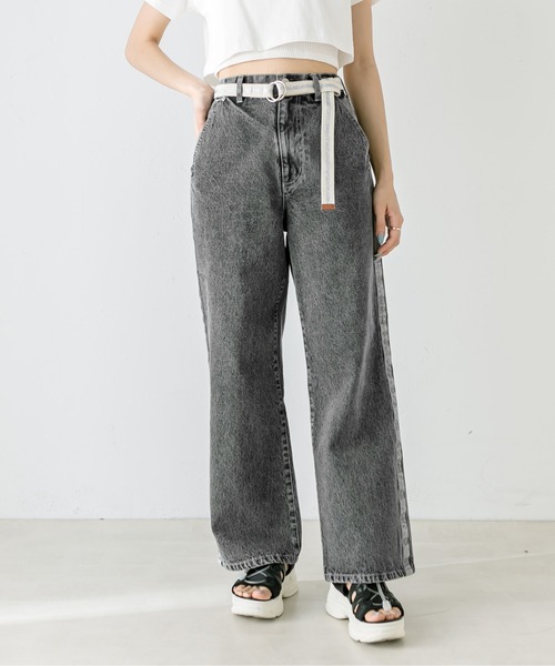 OLIVE des OLIVE（オリーブデオリーブ）の「ベルト付きサイドラインデニムパンツ　1031030080（デニムパンツ・レディース・スミクロ/サックスブルー・SMALL/MEDIUM）」の13枚目の写真