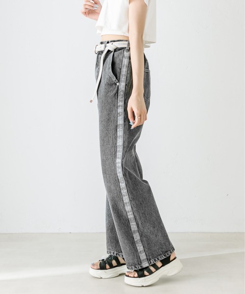 OLIVE des OLIVE（オリーブデオリーブ）の「ベルト付きサイドラインデニムパンツ　1031030080（デニムパンツ・レディース・スミクロ/サックスブルー・SMALL/MEDIUM）」の14枚目の写真